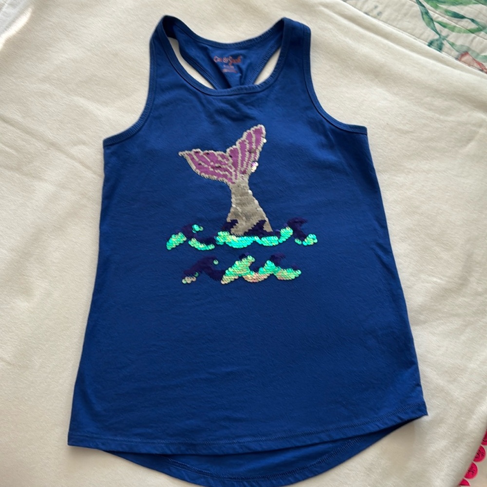 Girls Mermaid Tail Appliqué Tank Top